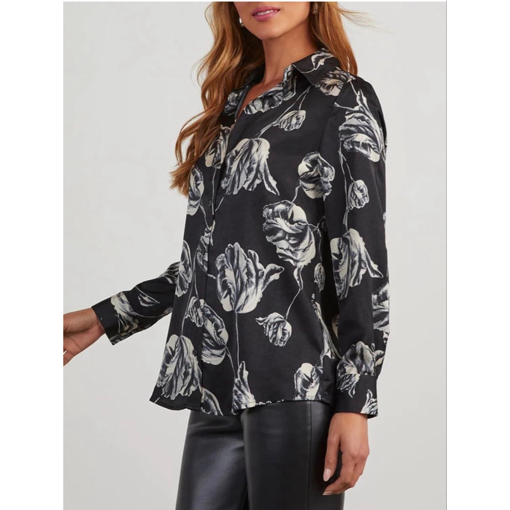 NEW Long Sleeve Button Down Shirts Floral Blouses L - Picture 2 of 6